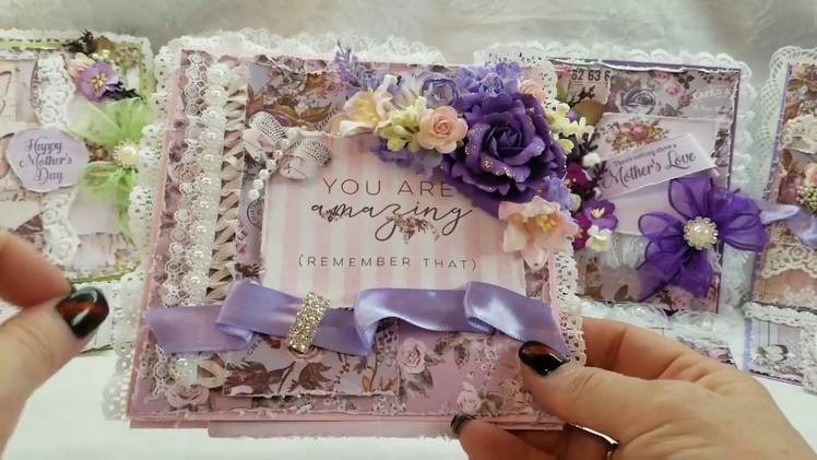 Shabby Chic Prima Lavender Mothers Day Cards for Scrapbooking With M.E.