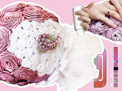 Wedding bouquet. DIY. Brooch bouquet. RIBBON ROSES.