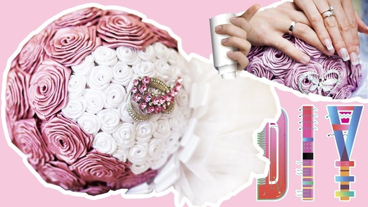 Wedding bouquet. DIY. Brooch bouquet. RIBBON ROSES.