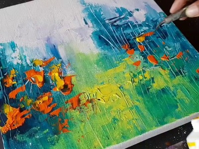 Abstract Painting. Landscape.Amazing Easy technique in Acrylics. Demo.Project 365 days.Day#025