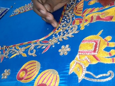Blouse embroidery designs tutorial  | simple maggam work blouse designs | hand embroidery designs