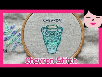 Chevron stitch _ porcelain vase hand embroidery  쉐브론스티치 프랑스자수 기법