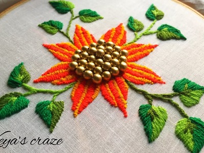 Creative Flower hand embroidery with satin stitch | Satin stitch flower hand embroidery | 2018