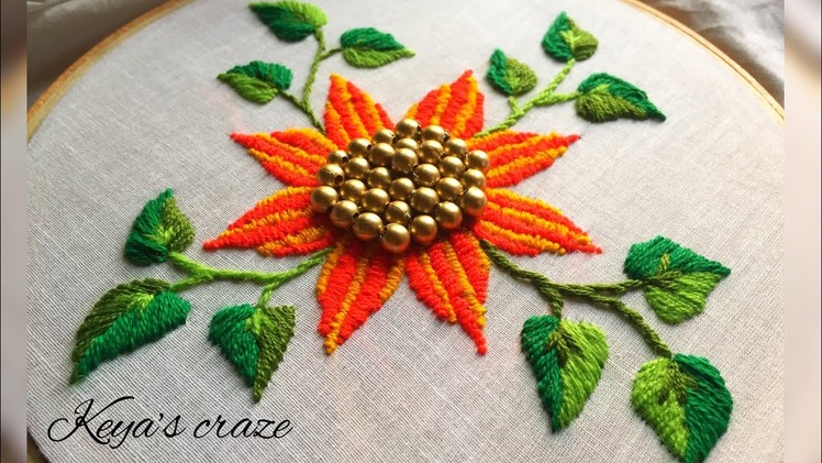 Creative Flower hand embroidery with satin stitch | Satin stitch flower hand embroidery | 2018