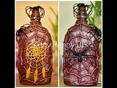 DIY bottle decorating ideas|bottle decoration|bottle art|bottle craft|dreamcatcher|spider