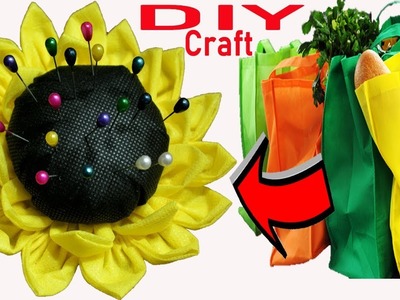 DIY Craft How To Make Pin Cushion || Shopping Fabric Bag Pin Holder