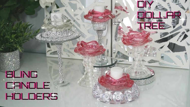 DIY DOLLAR TREE | BLING GLAM CANDLE HOLDERS | DIY NEW GLAM ROOM\HOME DECOR IDEAS 2018 | PETALISBLESS