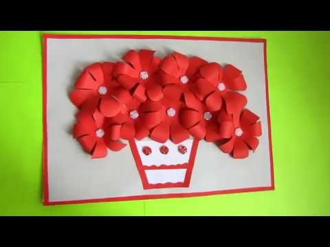 DIY Flower Bouquet Pop up Card-Paper Crafts-Handmade Craft. Paper Wall Hanging