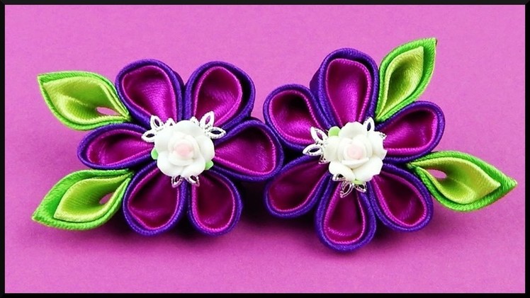 DIY Kanzashi | Blumen Rosen Haarspange | Flower roses barrette | Hair accessories