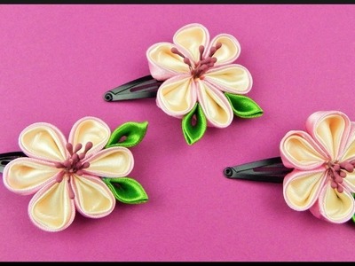 DIY Kanzashi | Stoff Blumen Haarspange | Ribbon Flower Hair Clip | Accessories