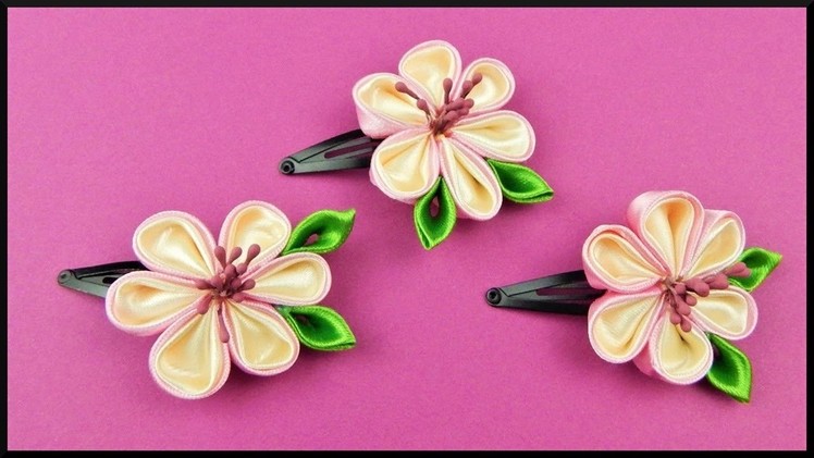 DIY Kanzashi | Stoff Blumen Haarspange | Ribbon Flower Hair Clip | Accessories