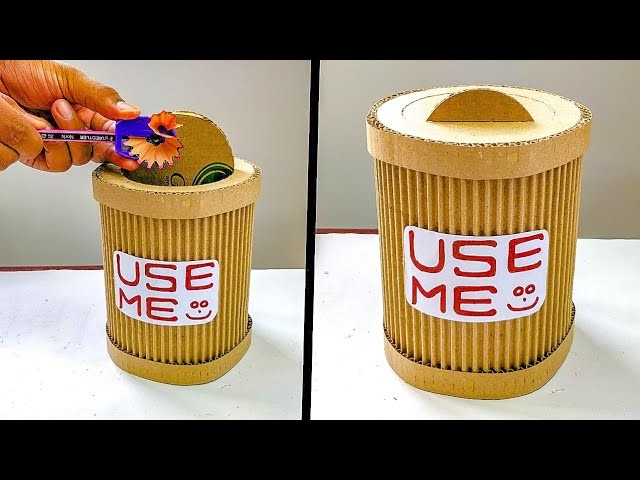 DIY Mini Trash Bin From Cardboard