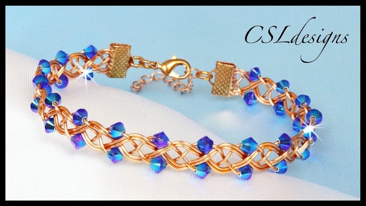 Embellished 4 strand braid wirework bracelet