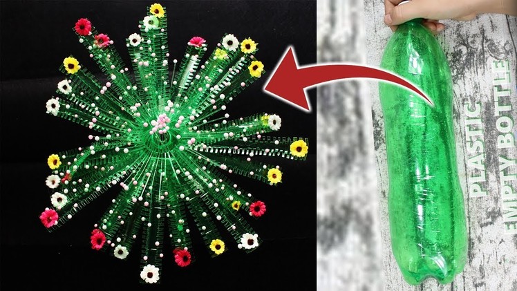 Empty plastic bottle vase making craft | How to make flower vase with plastic bottle 2018