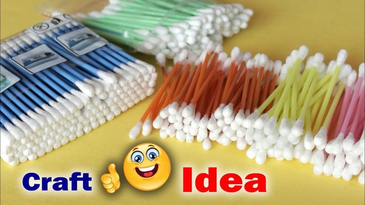 Genius Craft Idea Using Cotton Buds | Wall Frame Making Using Waste Material | waste mathi best easy
