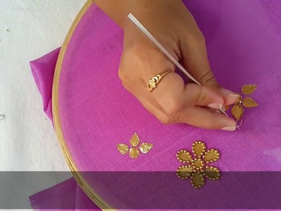 Hand embroidary : 5 types of gota patti flowers designs using beads and kundans at home