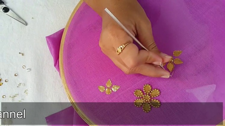 Hand embroidary : 5 types of gota patti flowers designs using beads and kundans at home
