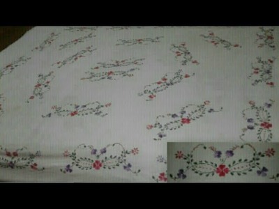 Hand embroidery : Bed sheet design basic stitch  (stem stitch, satin stitch )