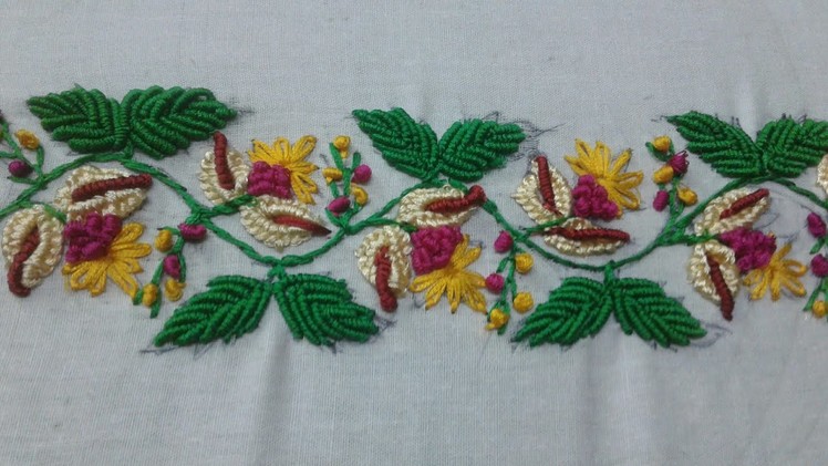 Hand embroidery : kameez daman &sleeve border design