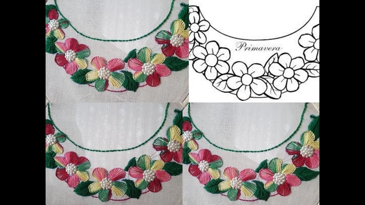 Hand Embroidery neck designs and button hole stitch embroidery designs 2018 by HUMARIA ARTS