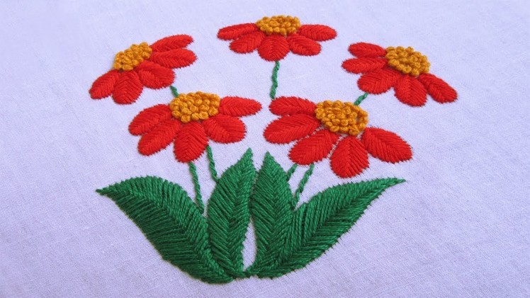 Hand Embroidery | Raised Fishbone Stitch | Hand Embroidery Designs #37