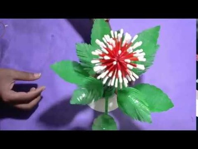 How to create CRAFT IDEAS WITH COTTON BUDS | Wonderful Ideas With Cotton Buds & Plastic Bottle