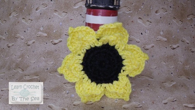 How to Crochet a Sunflower Flower Applique Motif - FREE Written Pattern in the "SHOW MORE" Below!