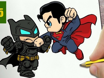 HOW TO DRAW A BATMAN & SUPERMAN CUTE, Easy step by step drawing lessons for kids