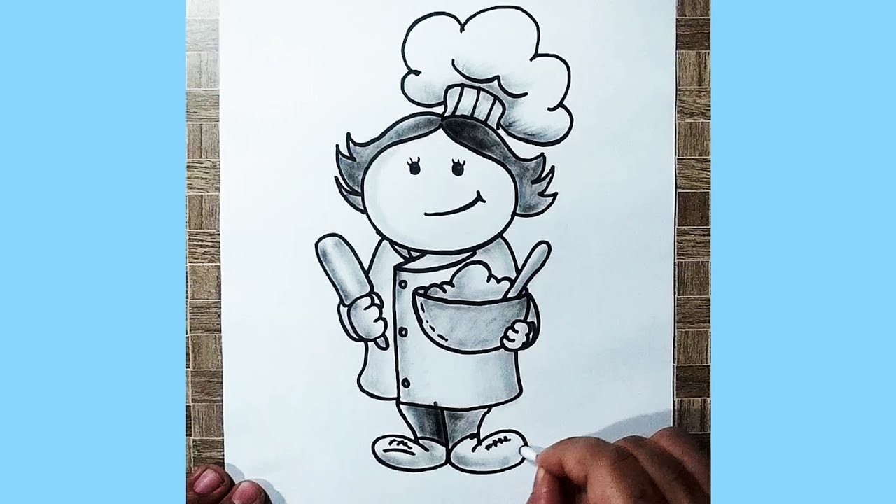 How to Draw a Chef || Very Easy Cartoon Drawing of a Chef || YZArts
