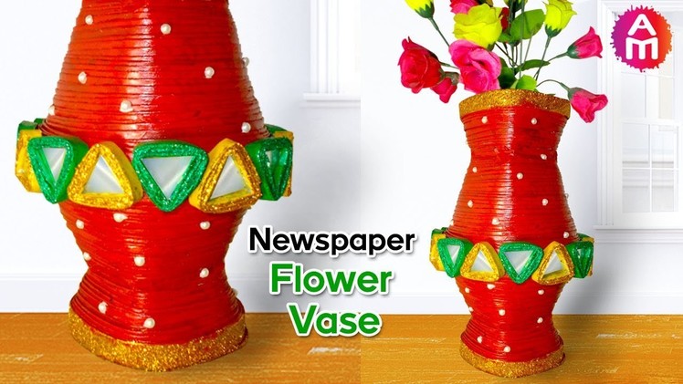 How to make newspaper flower vase | DIY Newspaper craft | Best out of waste craft