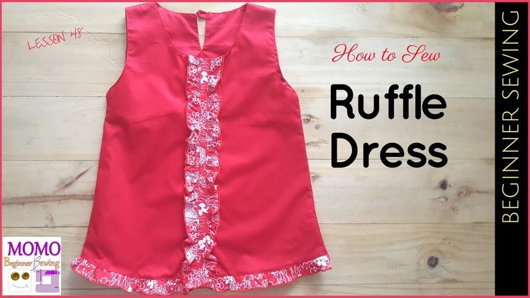 How to Sew: Ruffle Dress - Beginners Sewing Lesson 48 (Free Aline Pattern Hack)