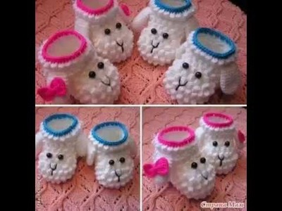 LITTLE LAMB-Baby bootees crochet patterns