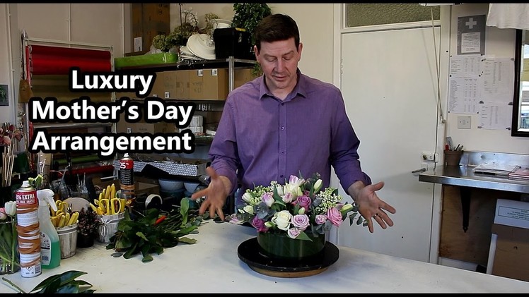 Luxury Mother's Day Arrangement - Roses, Tulips, Liliac Blossom -