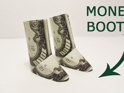 Money BOOTS (Uggs) Origami shoes Dollar Tutorial DIY Folded No glue and tape