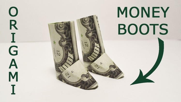 Money BOOTS (Uggs) Origami shoes Dollar Tutorial DIY Folded No glue and tape