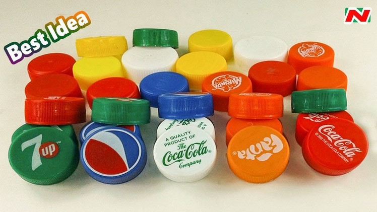 Plastic bottle caps craft idea with color paper | best out of waste | plastic bottle caps reuse idea