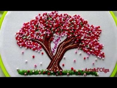 Sakura: Japanese Cherry Blossom Tree Embroidery |Arbol de cerezo bordado a mano|Artesd'Olga