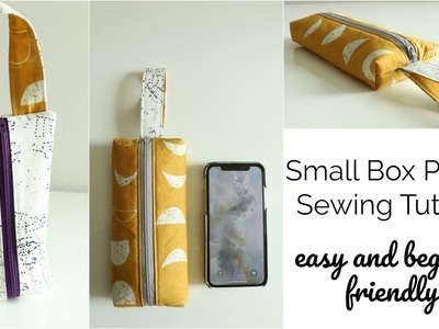 Small Box Zip Pouch Tutorial with Strap - Beginner Sewing