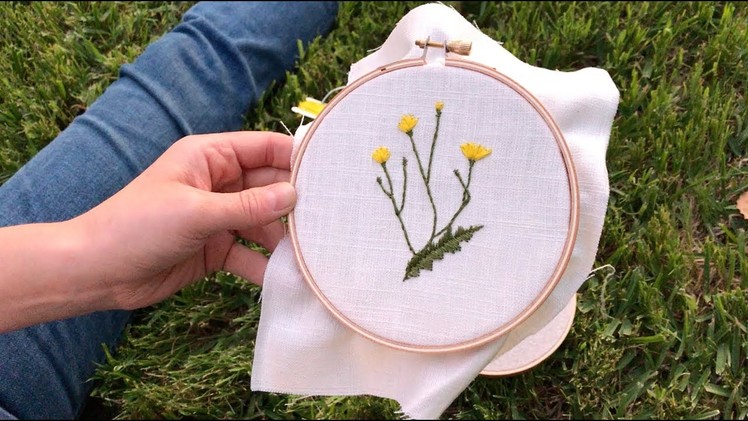 Sunset Stitch: Dainty Wild Dandelions Hand Embroidery in Nature (ASMR)
