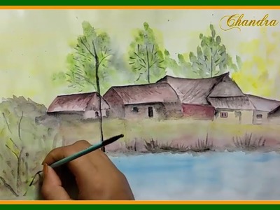 Watercolor landscape painting for beginners simple & easy