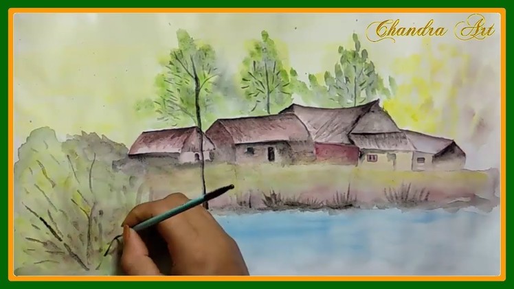 Watercolor landscape painting for beginners simple & easy