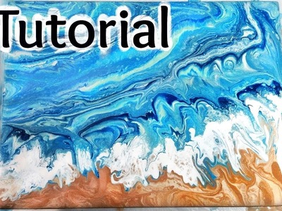 [7]  How to paint ocean waves and a beach in a dirty pour fluid acrylic painting