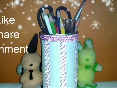 Best from waste by using empty can.  Pen stand. creative craft for kids