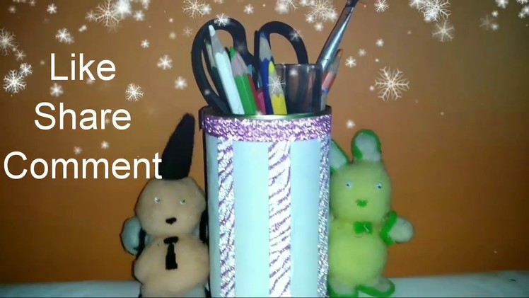 Best from waste by using empty can.  Pen stand. creative craft for kids