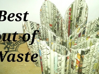 Best Out Of Waste newspaper craft thing holder tutorial the most easy by origamo center