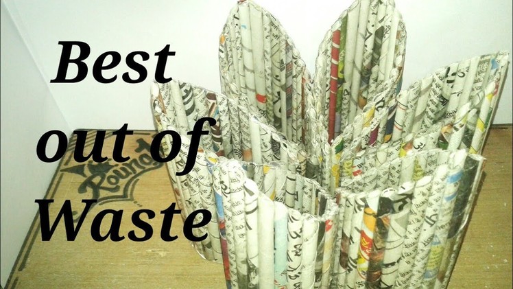 Best Out Of Waste newspaper craft thing holder tutorial the most easy by origamo center