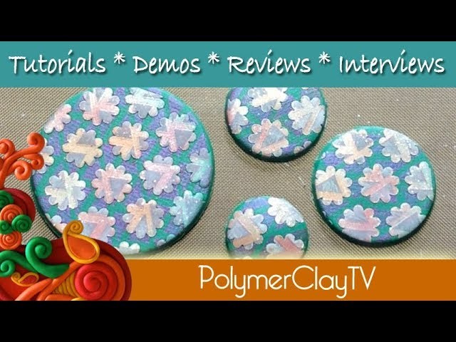 Create layered complex veneers on polymer clay using stencils, mica, and paint