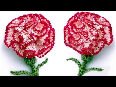 Crochet Carnation Flower Very Easy Tutorial. English Subtitles