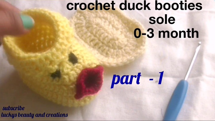 Crochet duck Baby booties sole 0-3 month part-1 in Hindi, crochet booties sole in Hindi, woolen shoe