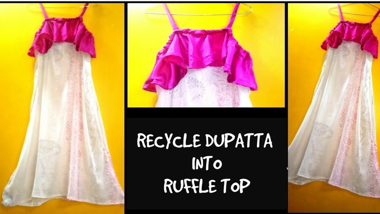 DIY: Convert Old Dupatta.Saree Into Long Ruffle Dress.Kurti 
Hindi